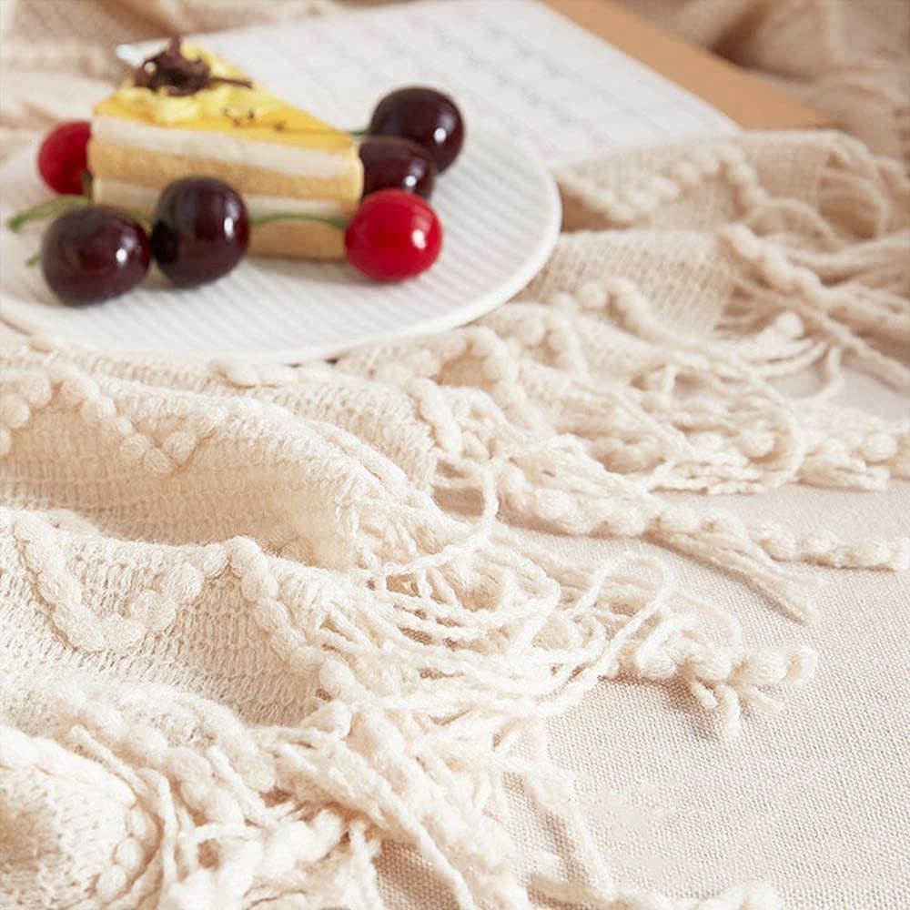 Sofadecke,Kuscheldecke Stricken Kleine Decke Couchdecke,Weich Wolldecke Wohndecken Quaste Gestrickt Decke Schlafdecke Bettdecke Klimaanlage Decke Autodecke für Couch,Büro,Auto,Sofa,Bett,127*230 Beige