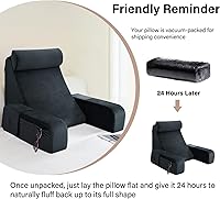 Vista 7 de ENITYA Almohada de espalda para cama, almohada de lectura de 19 pulgadas para sentarse en la cama para adultos, almohada de apoyo de espalda