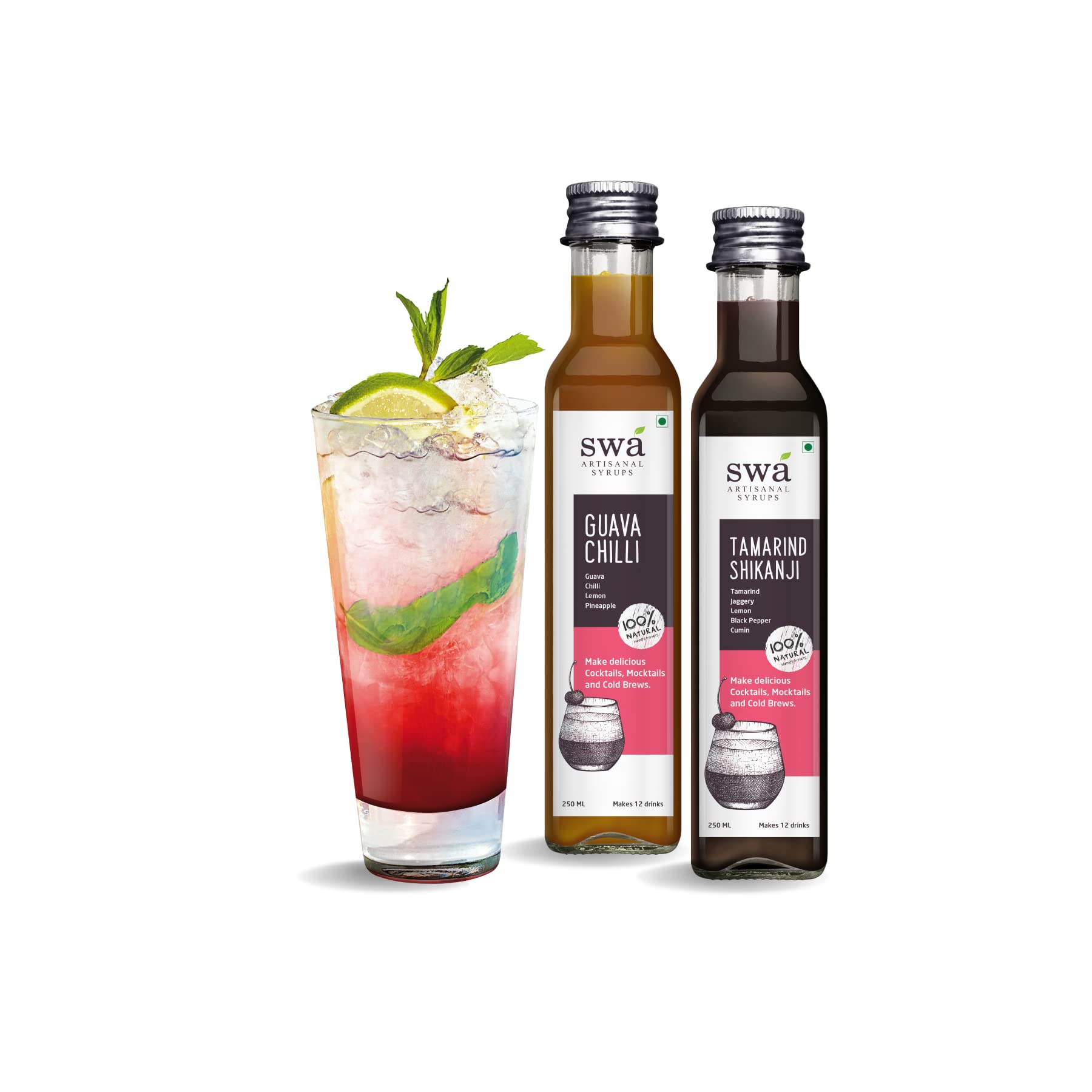 Swa Artisanal Syrups - Spicy Lemonade Mocktail Syrup Combo, 100% Natural, Makes 16-20 Drinks, Packof 2 (250ml x 2) (B08VLC9JGY) Amazon Price History, Amazon Price Tracker