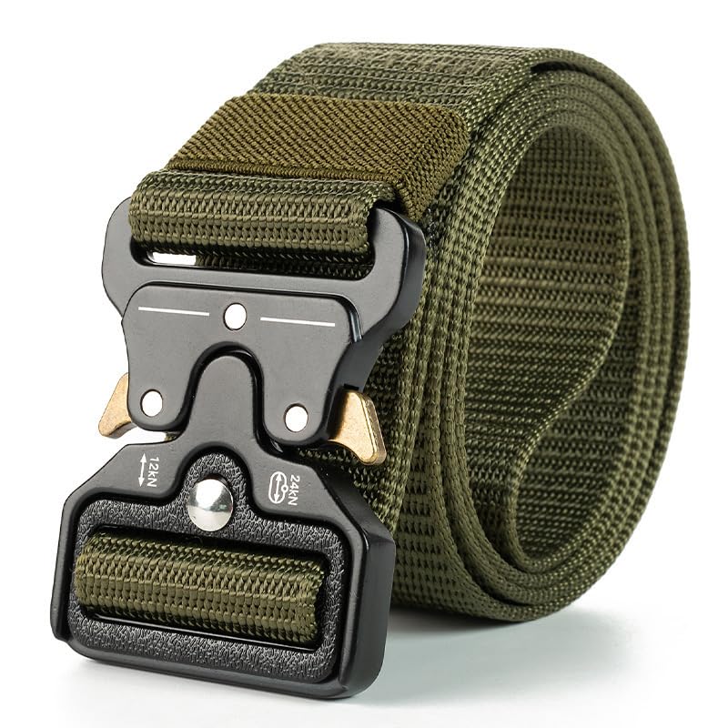 Tactical Military Belt, Heavy Duty Nylon Web Belt with Quick Release Buckle, Black Navy Green2