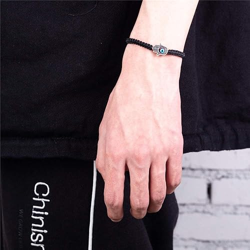 Miniatura 4 de Pulseras hechas a mano con dije de mano Hamsa de ojo turco para protección y suerte, cábala, ajustable, tejido a mano, hilo de amistad, joyería de