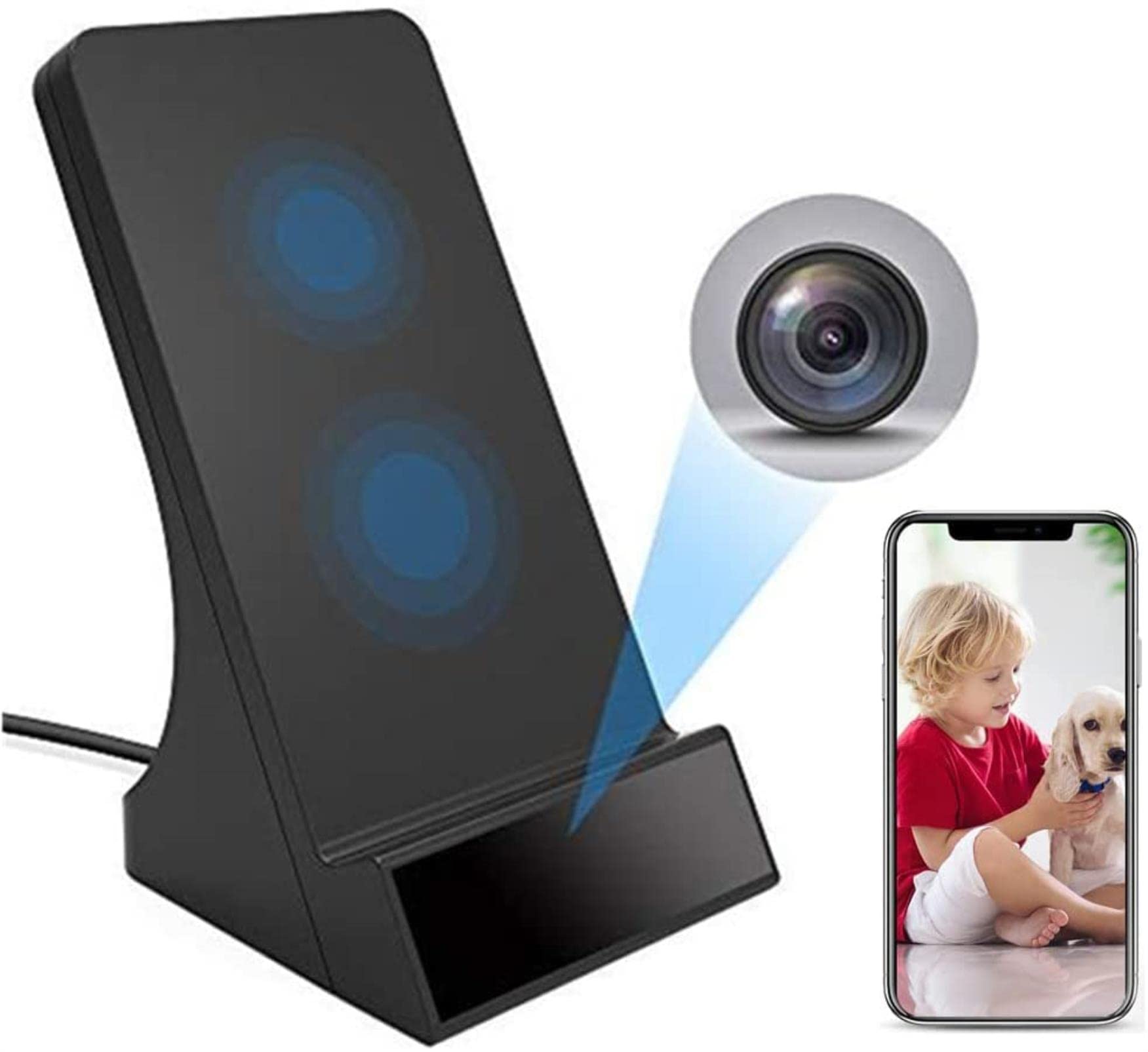 DMWMD Hidden Camera Wireless Charger,Full 1080P Spy Camera Security Camera Nanny Cam with Motion Detection, Support 2.4Ghz Wifi Night Vision Nanny Camera