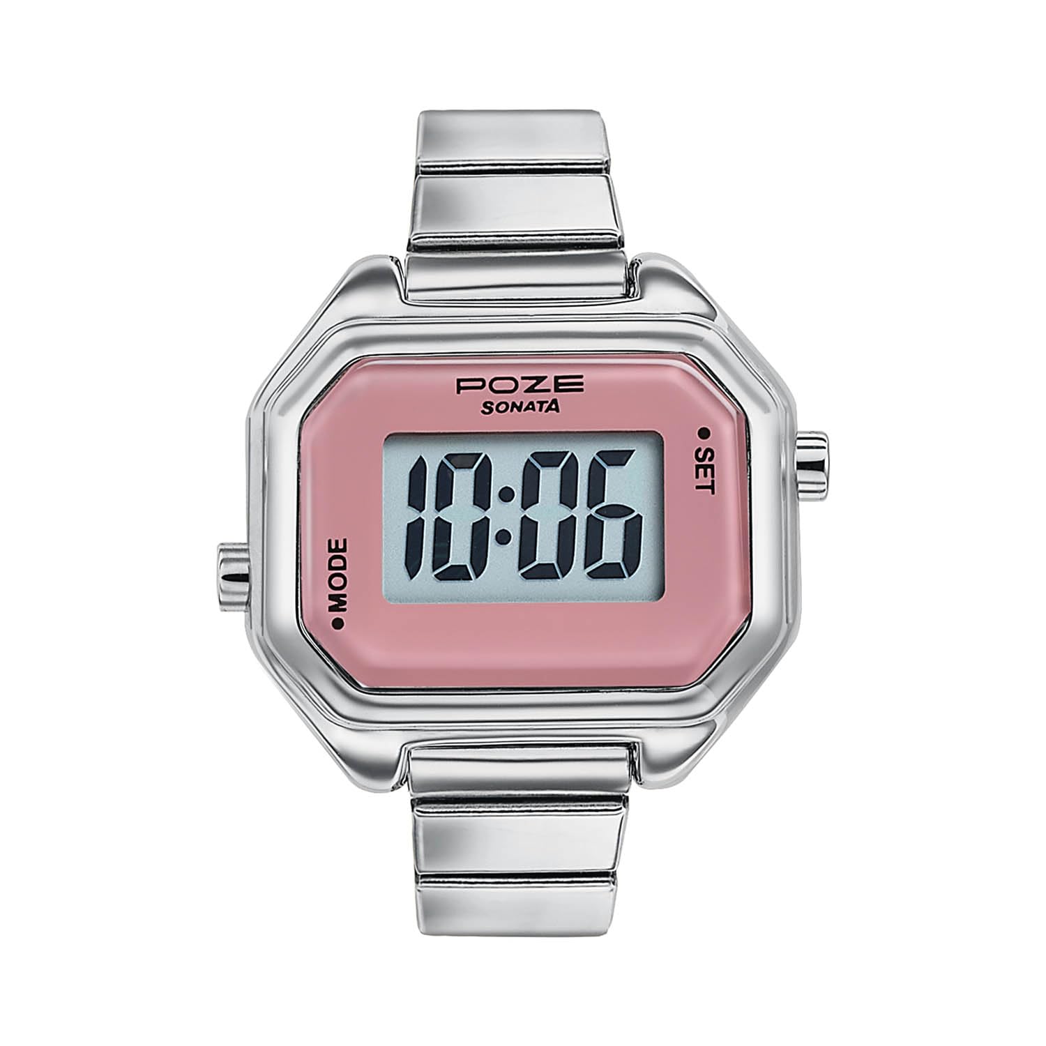 Sonata Poze 8 Digital Ring Watch Quartz Digital with Lt Pink Dial IPS Stainless Steel Strap Watch for Women - SP80167SM01W-image-2