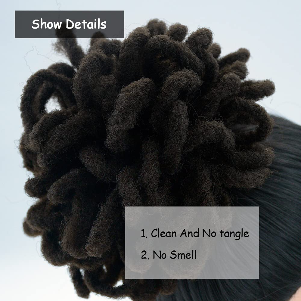 Yinmei Baibian 2Pcs Dreadlocks Bun Drawstring Ponytail Hair Afro Locs Petal Buns Synthetic Nature Color Clip in on Braided Faux Locs Curly Dreadlock Puff Ponytails Hair Extensions for Black Women(4#)
