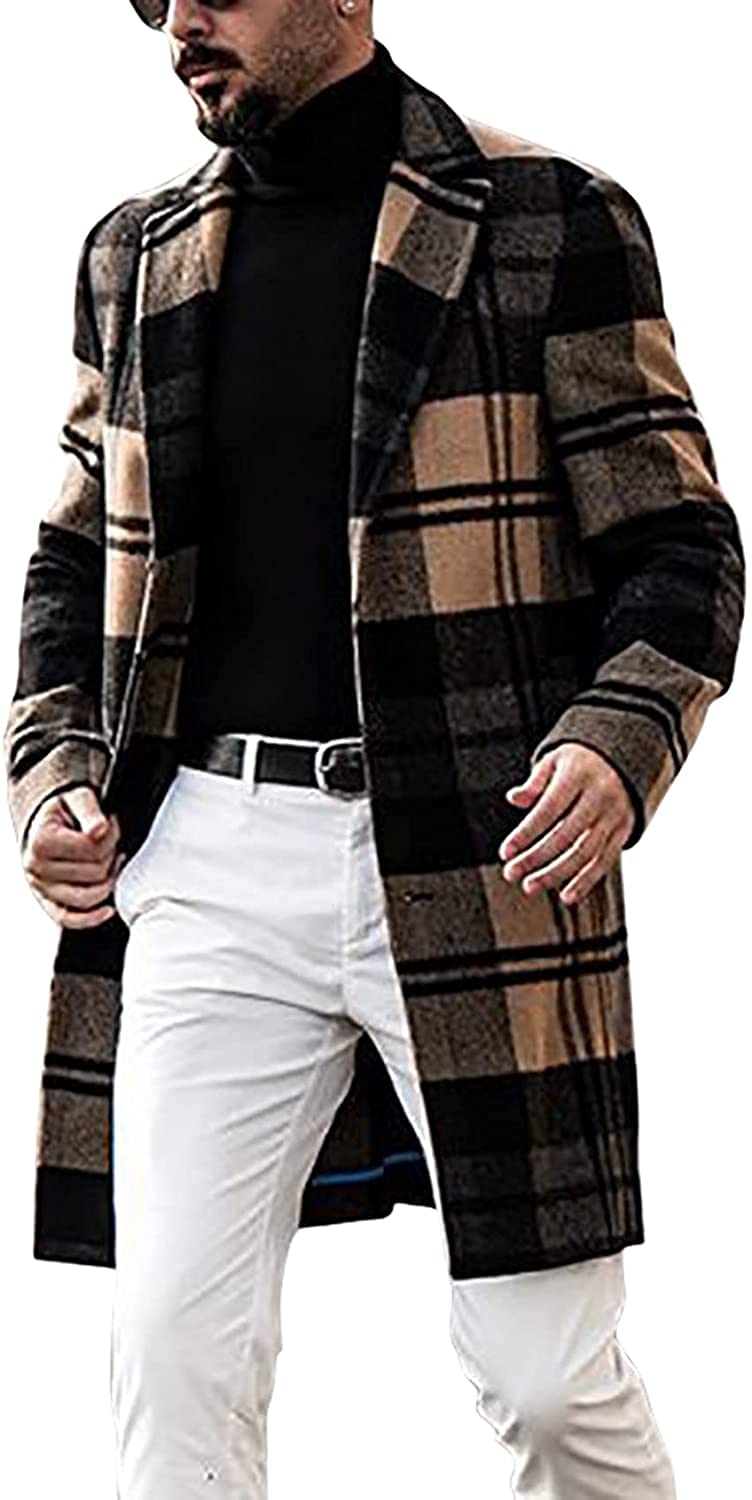Chouyatou Plaid Wool Blend Trench Coat