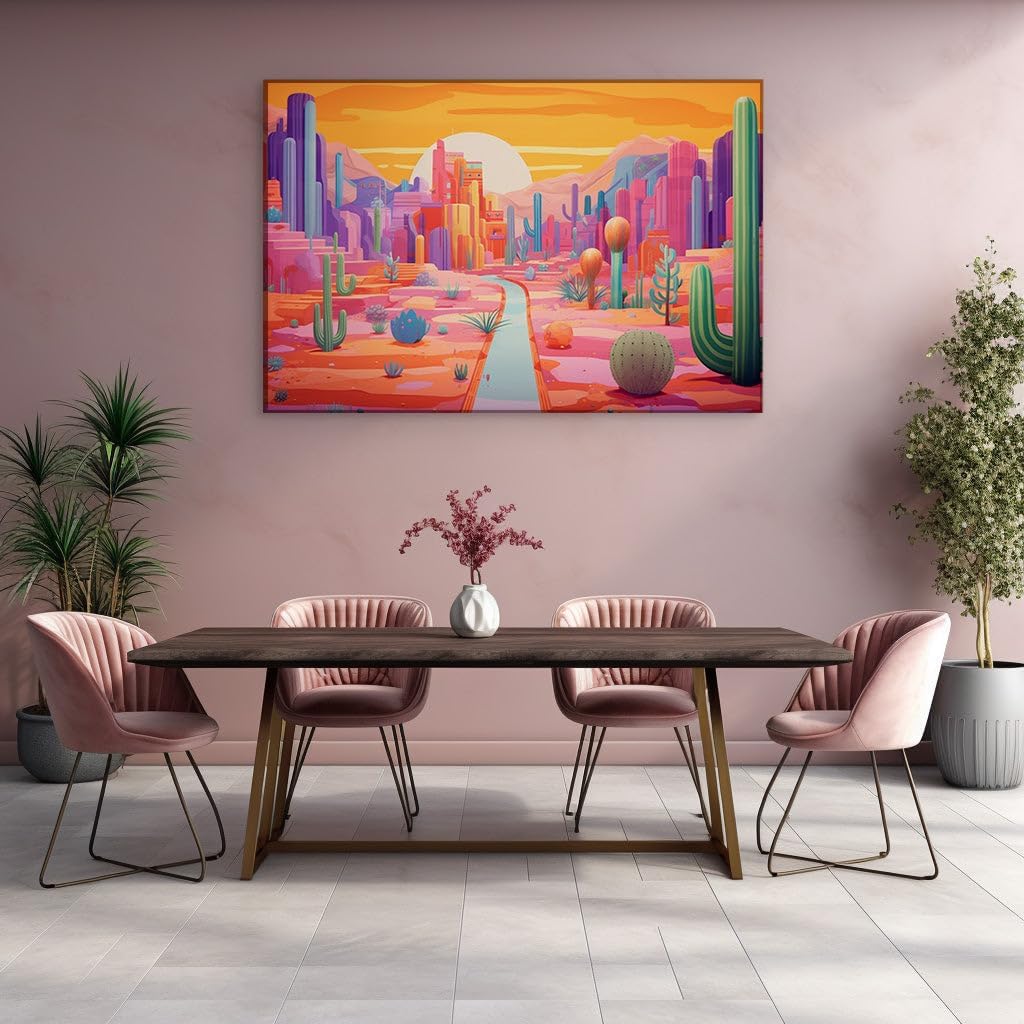 Canvas for Living room. Sunset Serenity and the Mystery of I Find in a Desert Panorama, 27 x 18 inch Canvas Wall Art - Ready to Hang - 69x46 cm (27x18 inch)