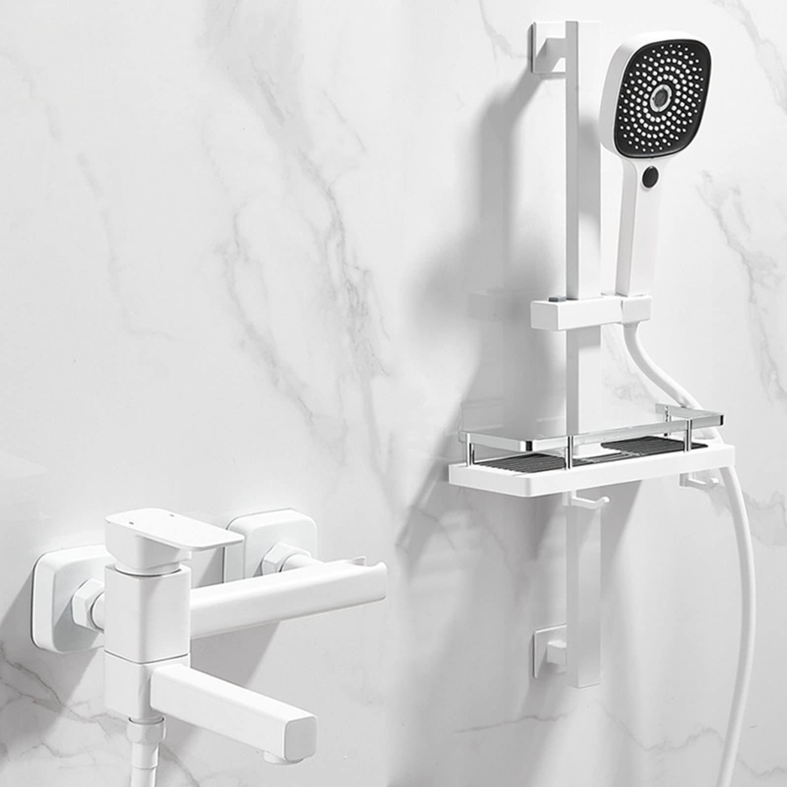 Mitigeur de bain-douche blanc à 3 modes de jets et commande monocommande murale précise