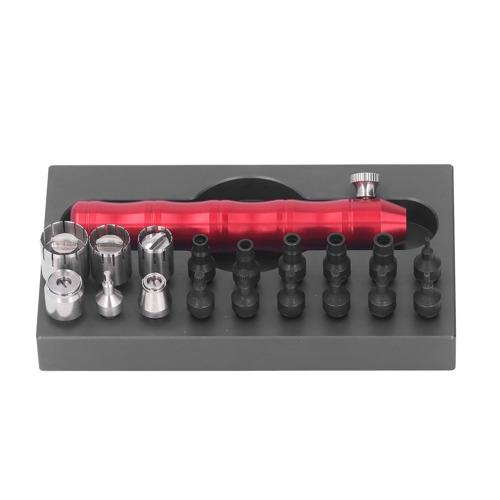 Herramienta de Extracción de Tubo de de Reloj, Herramientas de Reparación Prácticas de Acero de Aleación Portátil para Relojeros, Rojo y Negro