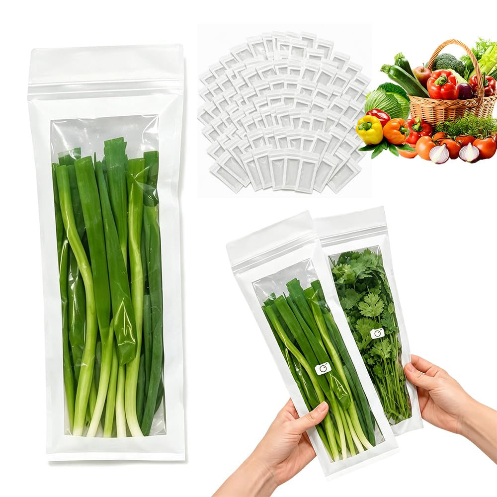 Thick Double Seal Food Storage Bags Long Sealed Bags For Vegetables (100)