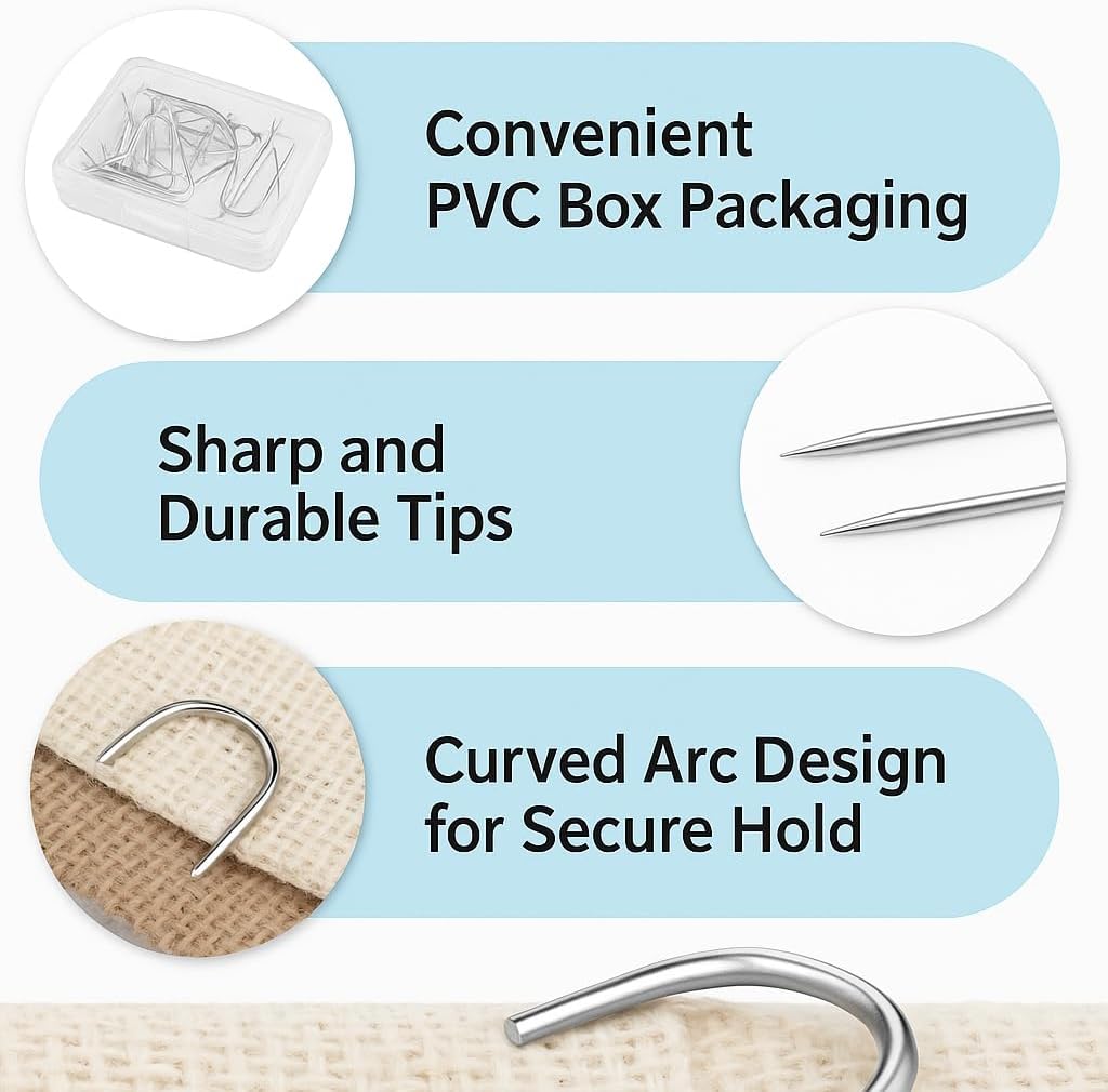 300 Pack U Pins for Crafts,0.9" x 0.28" Blocking Pins,Stainless Steel Positioning Fork Pins for Sewing,Knitting,aligning,Applique,Needlepoint,Crocheting,DIY, Jewelry Making, Art Projects