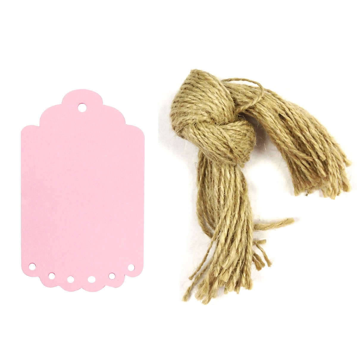 allydrew 50 Geschenkanhänger/Kraft Tags, mit gratis Schnitt Saiten für Geschenke, Basteln und Preis Tags, klein Zierrand (Pink)