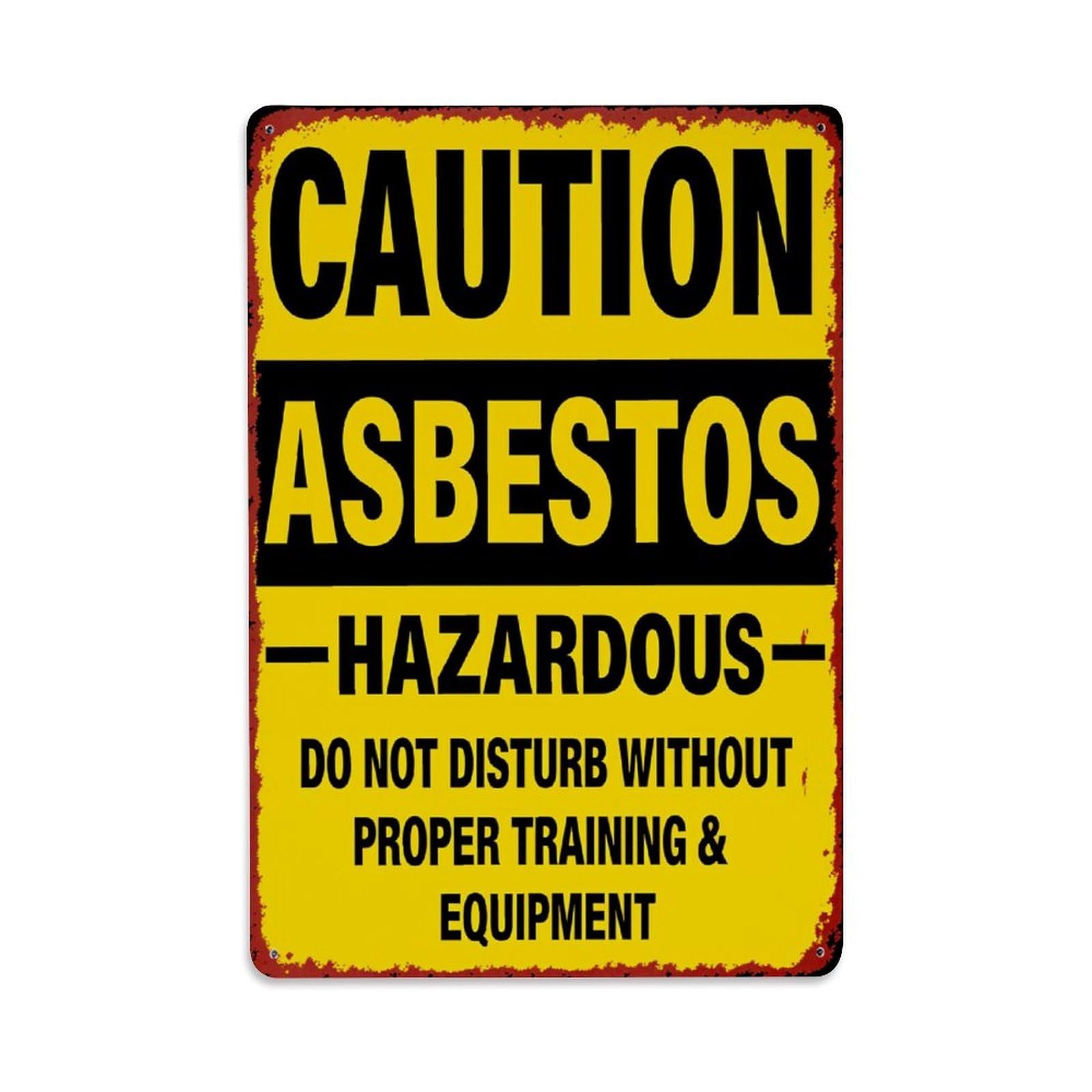 Caution Asbestos Hazardous Do Not Disturb Tin Sign Vintage Metal Poster Retro Bar, Home, Man Cave, Kitchen, Laundry Room Wall Art Decor Gift 8x12 Inch