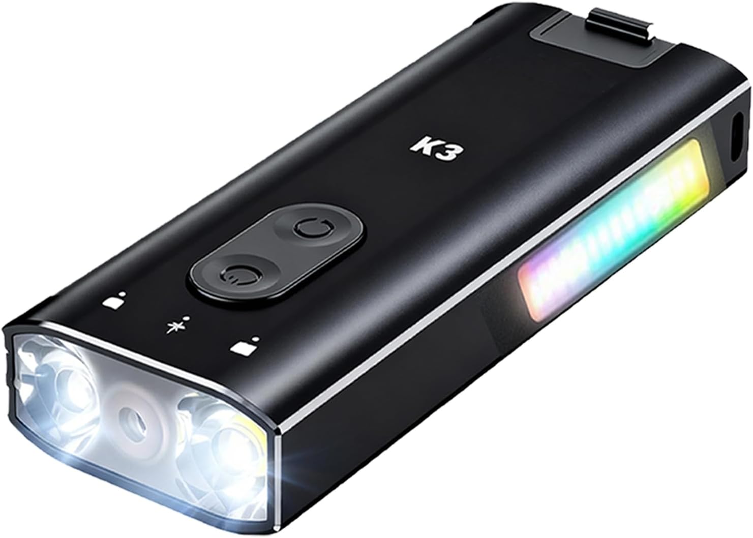 K3 UltraMulti EDC Keychain Tool - 800 Lumens Rechargeable Mini LED Flashlight with UV & Red Light, Magnetic Base, Hat Clip Perfect for Camping, Hiking, and Emergencies(Black-1pcs)