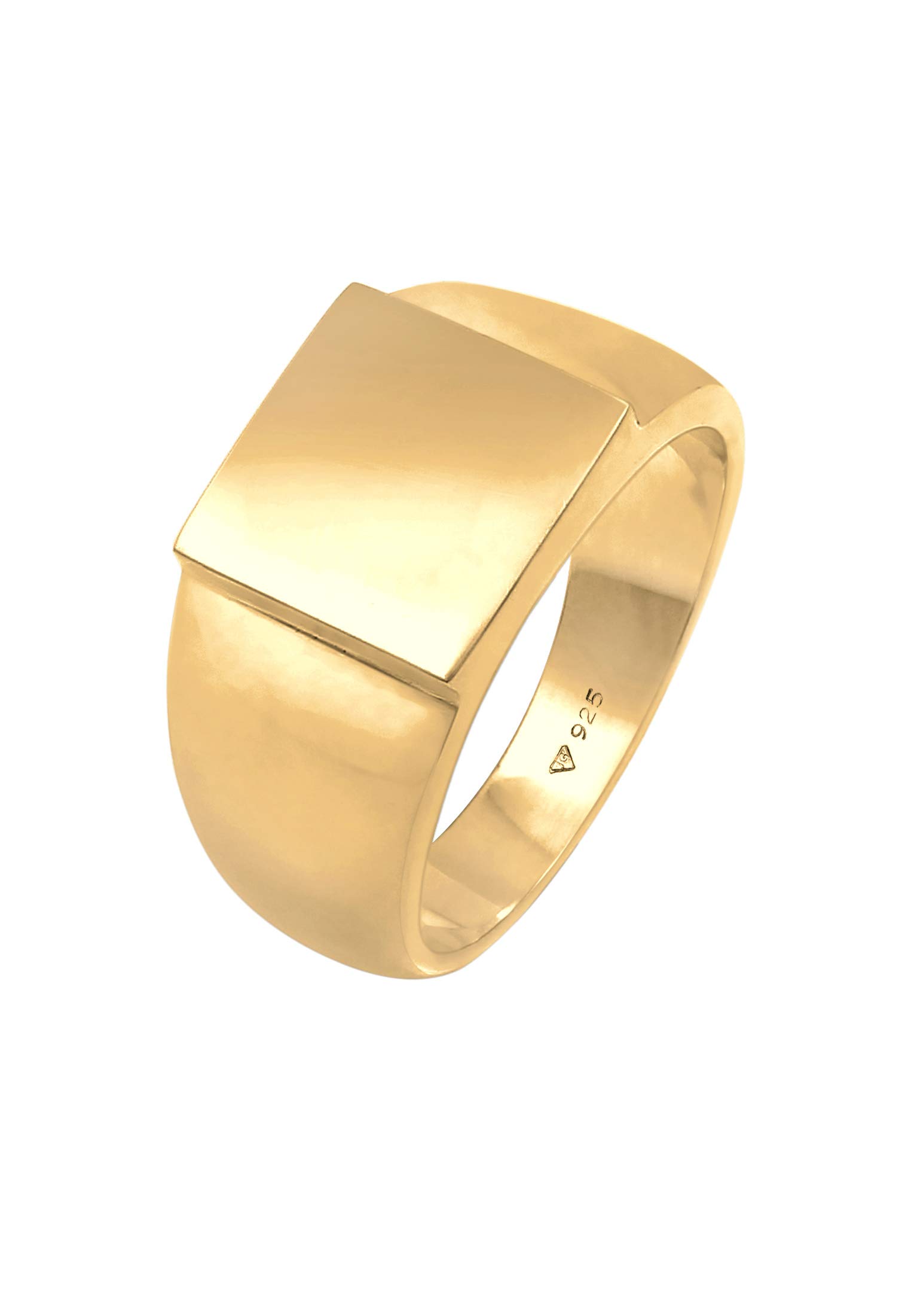 Kuzzoi Anillo para hombre chapado en oro, 11 mm, plata de ley 925, joya de motorista dorada con superficie rectangular pulida, talla 54-66 0607352420