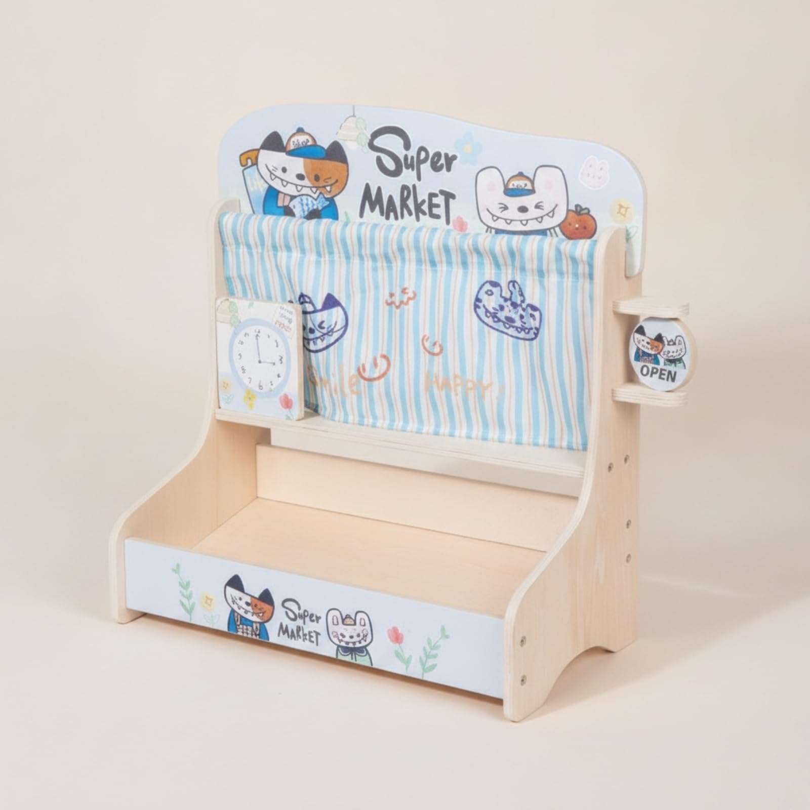 Juguete de Cocina para Niños Juego de Comida de Madera Alimentos Falsos de Madera Caja con Asas Cuchillo Infantil Piezas para Servir Estilo Dibujos