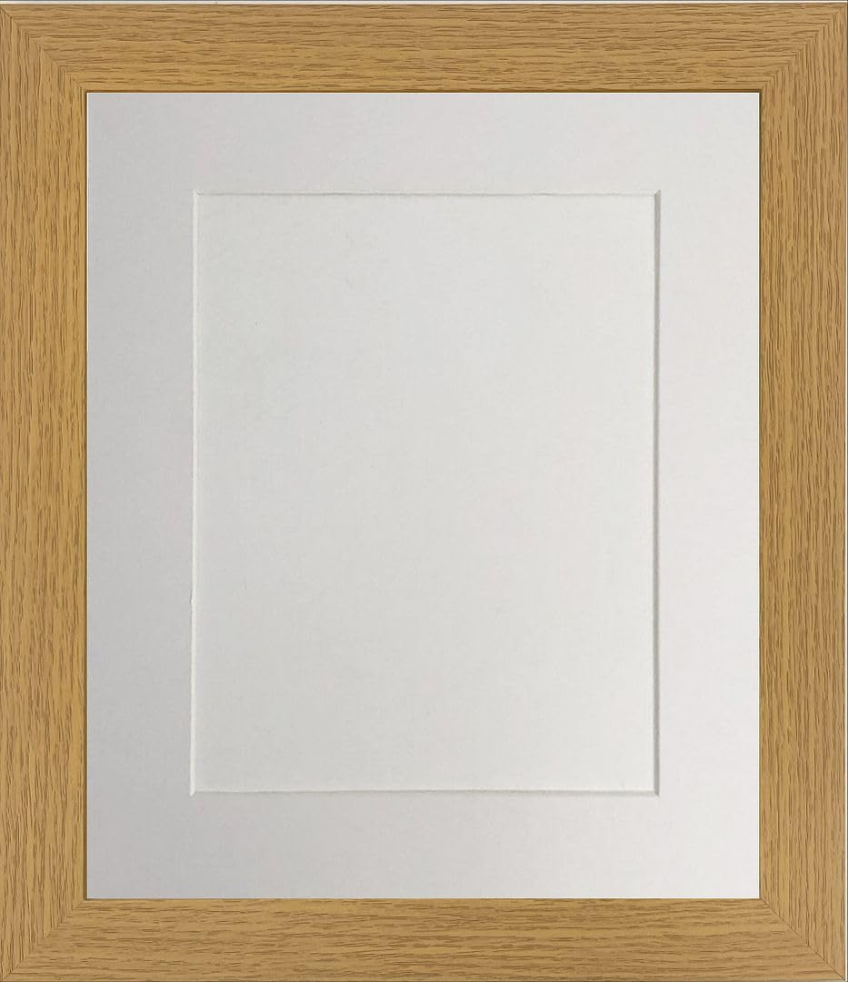 Frames By Post White Mount Studio Oak Picture Photo Frame With A2 For Image Size A3