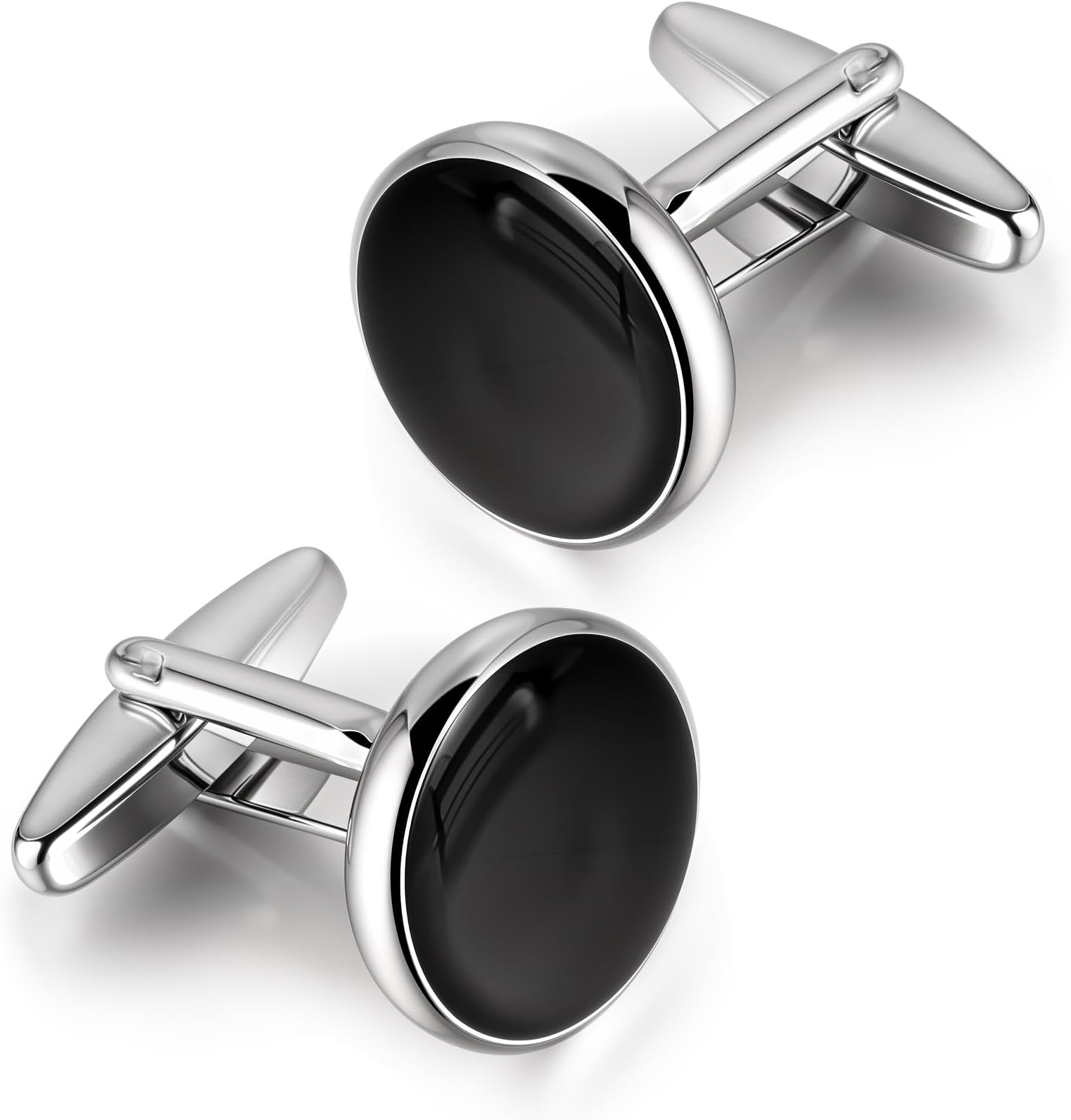 Mens Classic Black Silver Cuff Links, Elegant Men's Cuff Links for Business and Wedding, Copper Alloy Cufflinks, Mens Cufflinks for Formal Attire