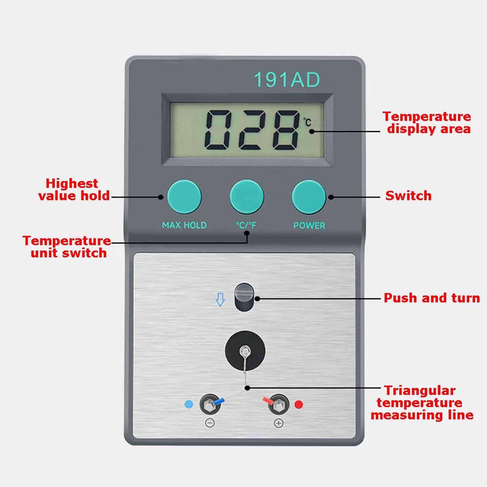Toplionace Instrumento de Medición de Precisión de Temperatura para Soldador Medición de Temperatura de Líquidos y Gases de Grado Industrial con Termopar