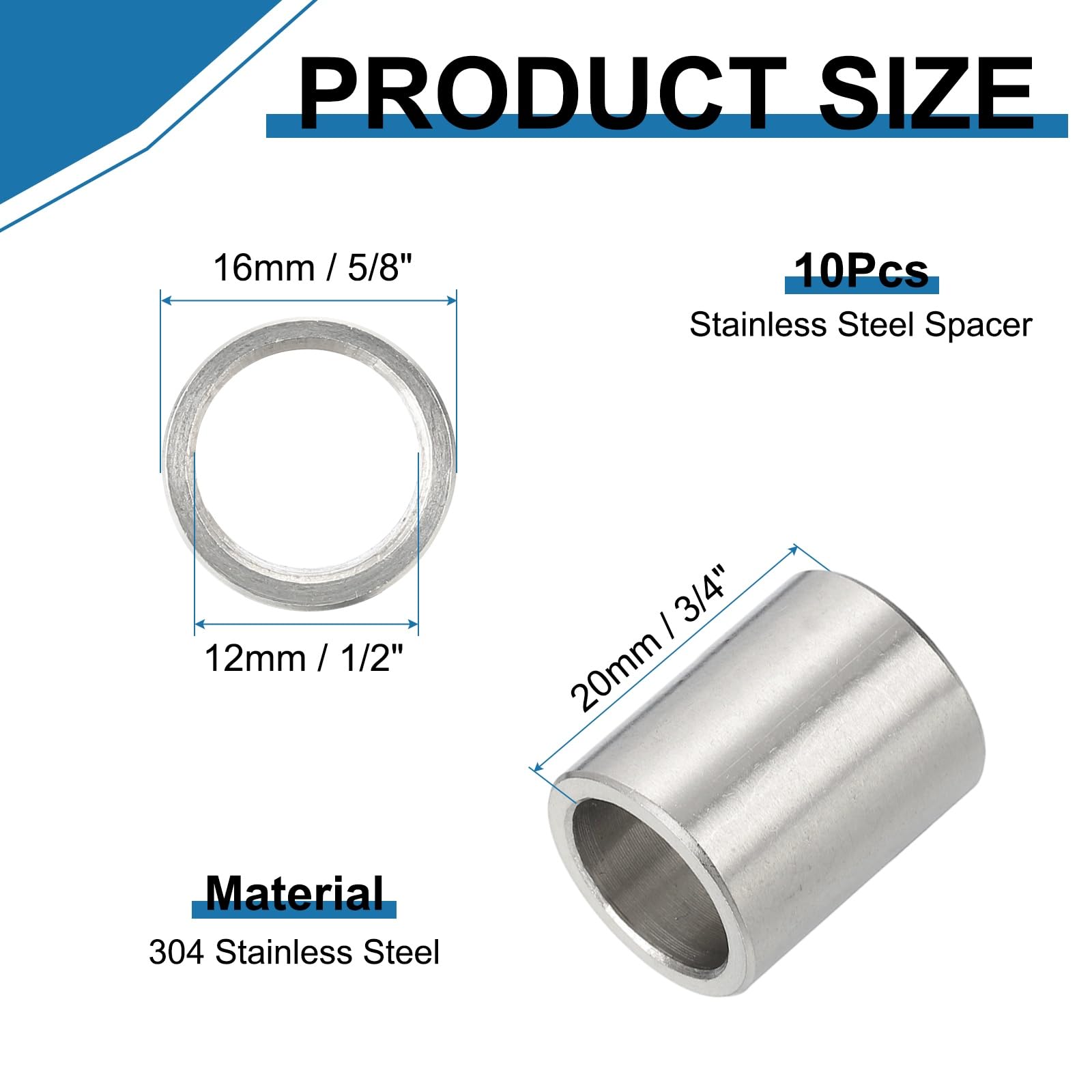 PATIKIL 304 Stainless Steel Spacer - Image 2