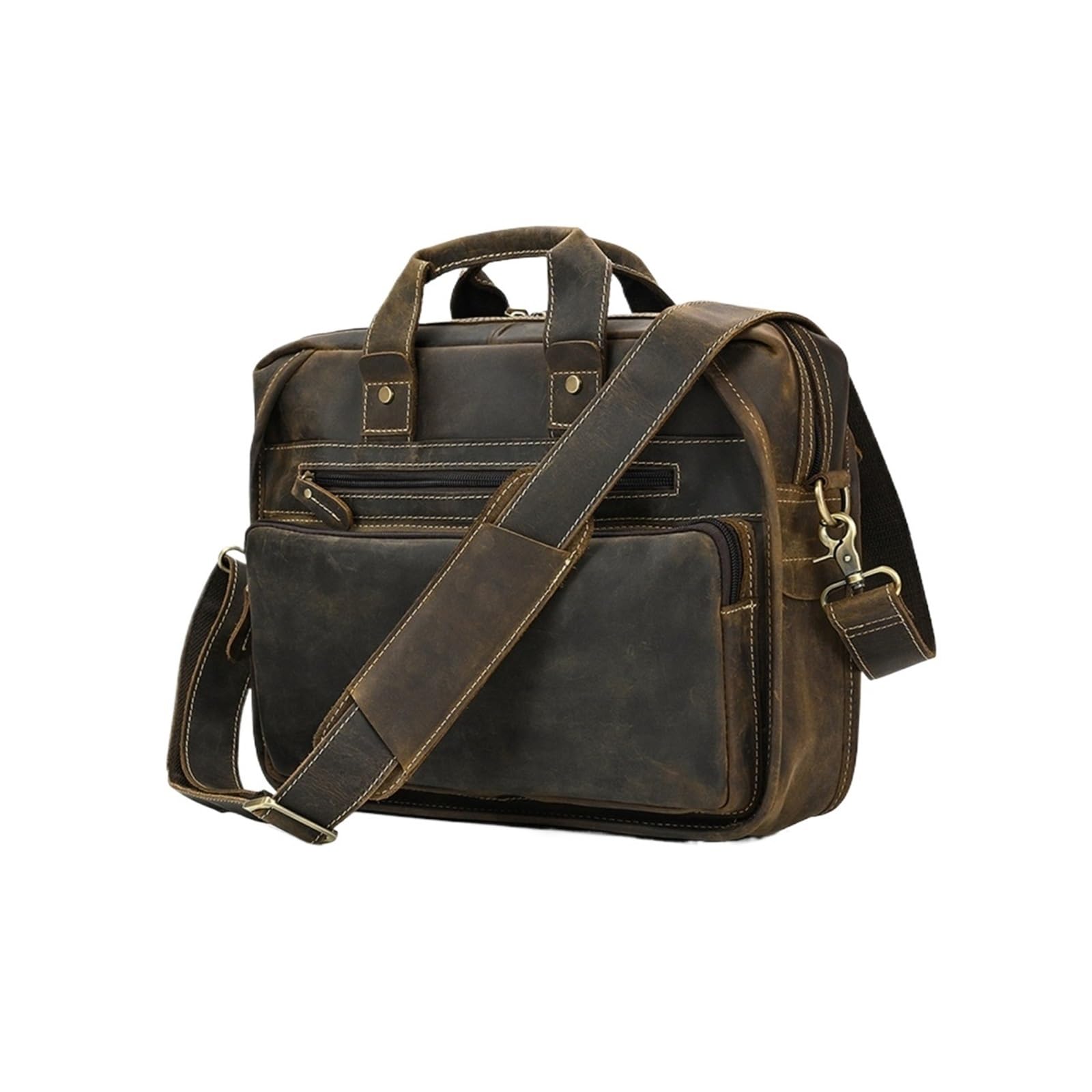 Borsa in pelle uomo, messenger vintage for laptop 15" con tracolla