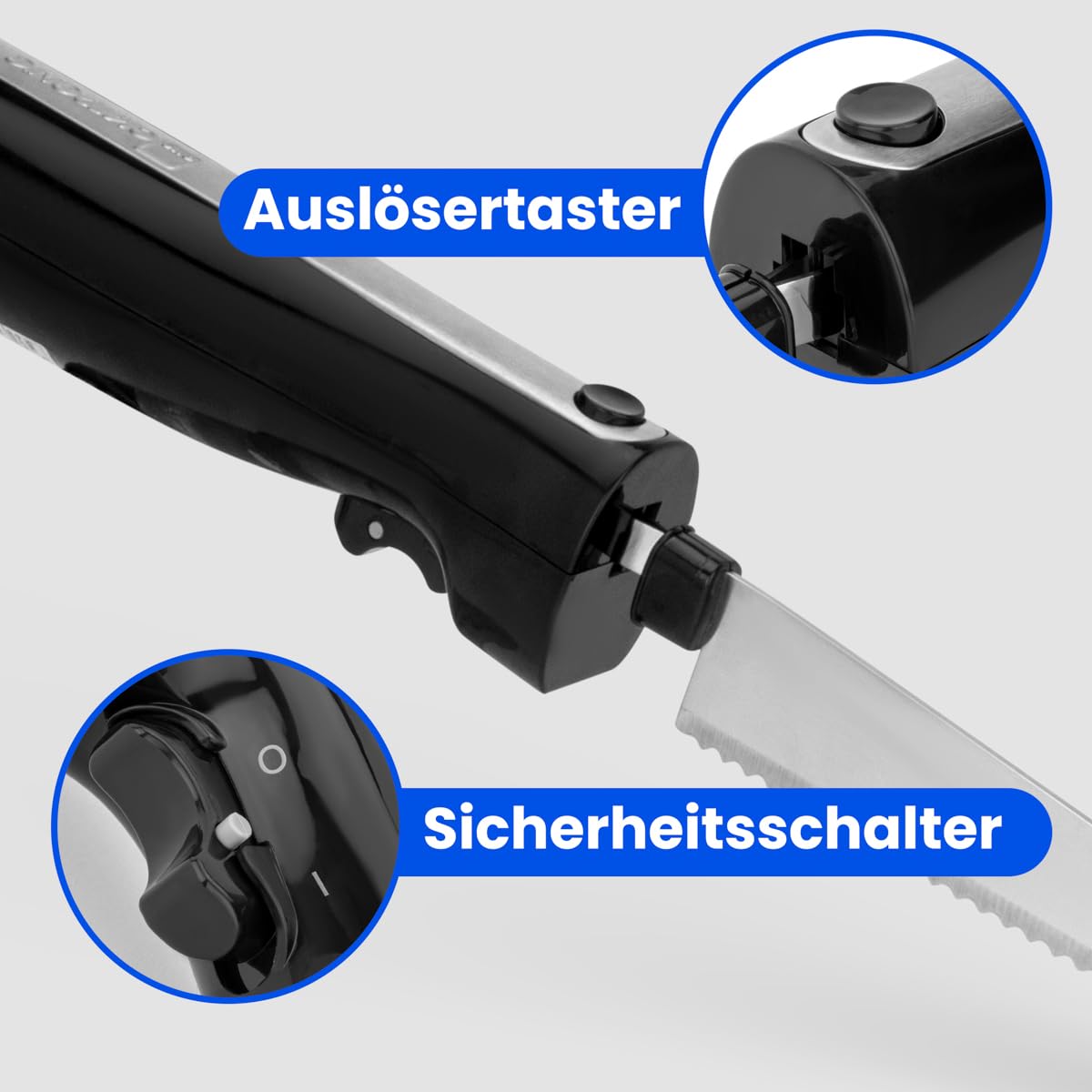 Clatronic Coltello elettrico EM 3702, coltello elettrico da cucina, ausiliario da cucina con motore da 120 W, incl. scatola di conservazione, acciaio inox/nero