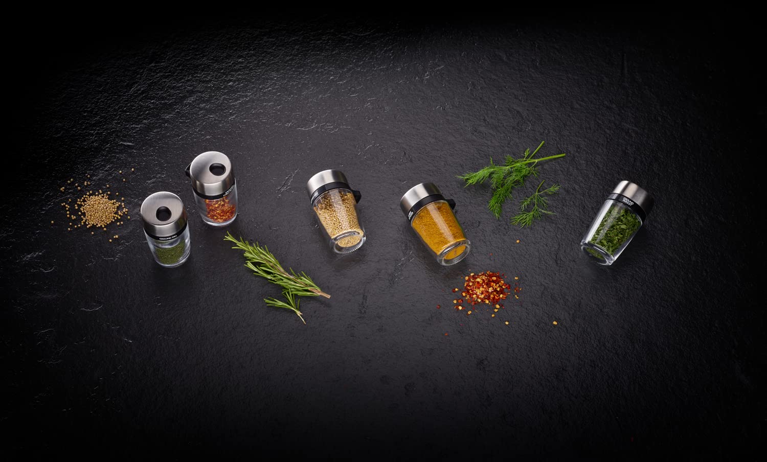 Cole & Mason H121809 Cambridge 20 Glass Spice Jars With Lids Spice