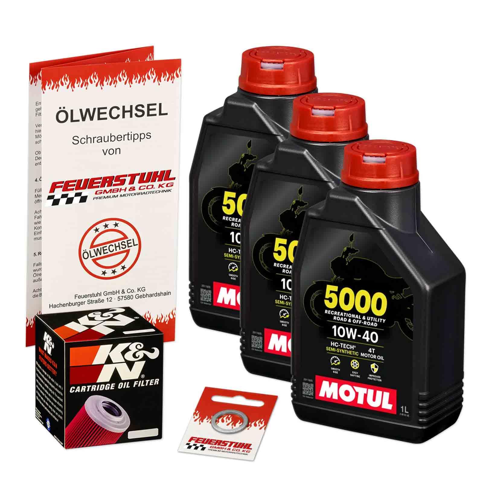 Öl & Ölfilter für Honda XRV 750 Africa Twin, 1993-2003 (RD07), Ölwechsel Set 10W-40 Motoröl + K&N RACING Filter + Dichtring(e)