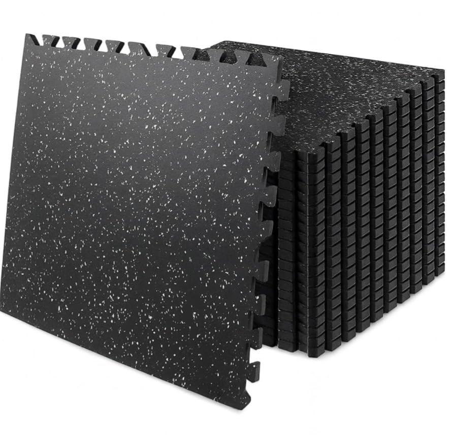 Sakusei - Heavy Duty Interlocking Floor Mat, Rubber Topped EVA Soft Foam Ties, 60 x 60 x 1cm, Perfect for Home Gym, Garage, Playroom (24)