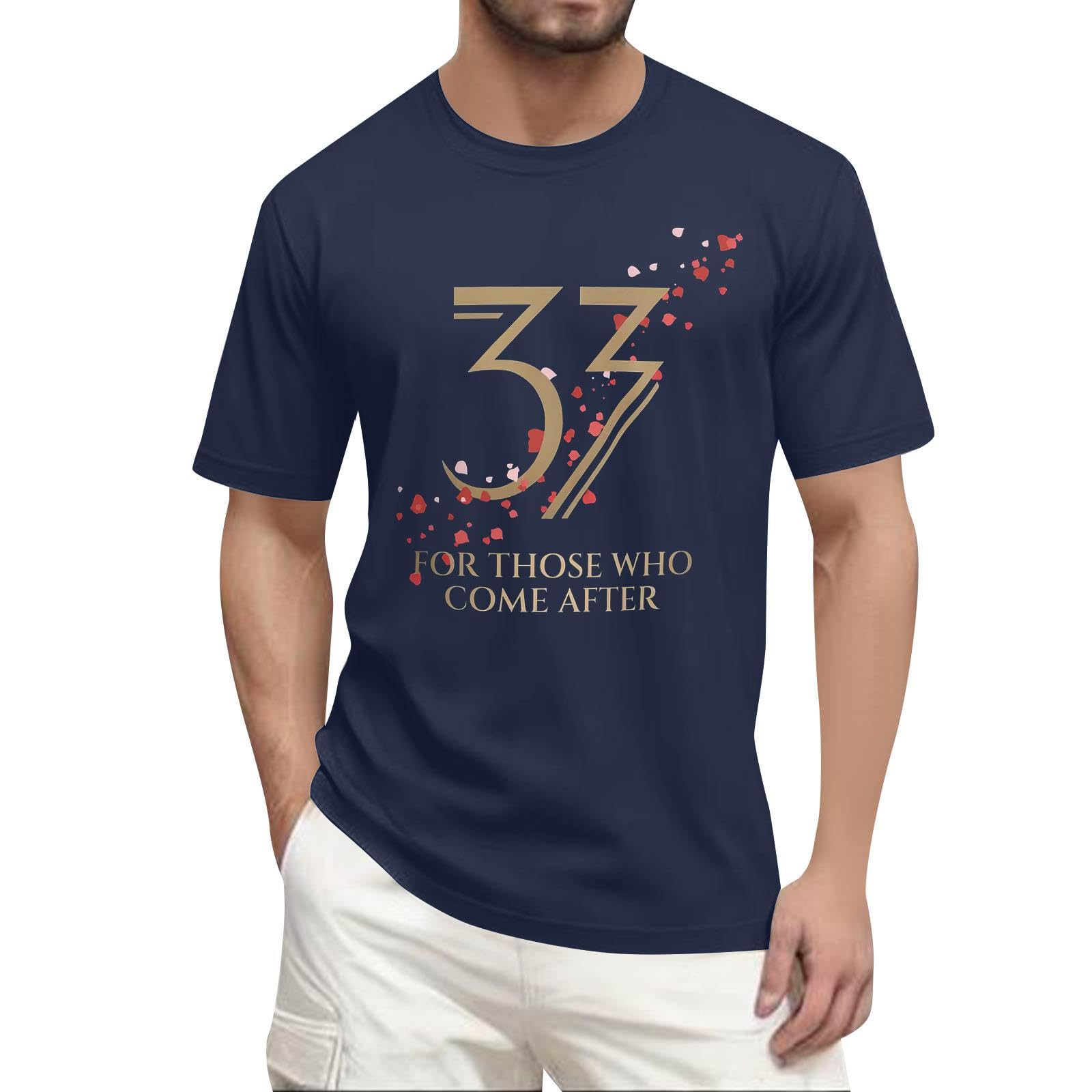 Unisex Expedition 33 Merch Clair Obscur Expedition 33 Game Shirt Printed Short Sleeves Top for Men Game Fans 01-Navy XXXL
