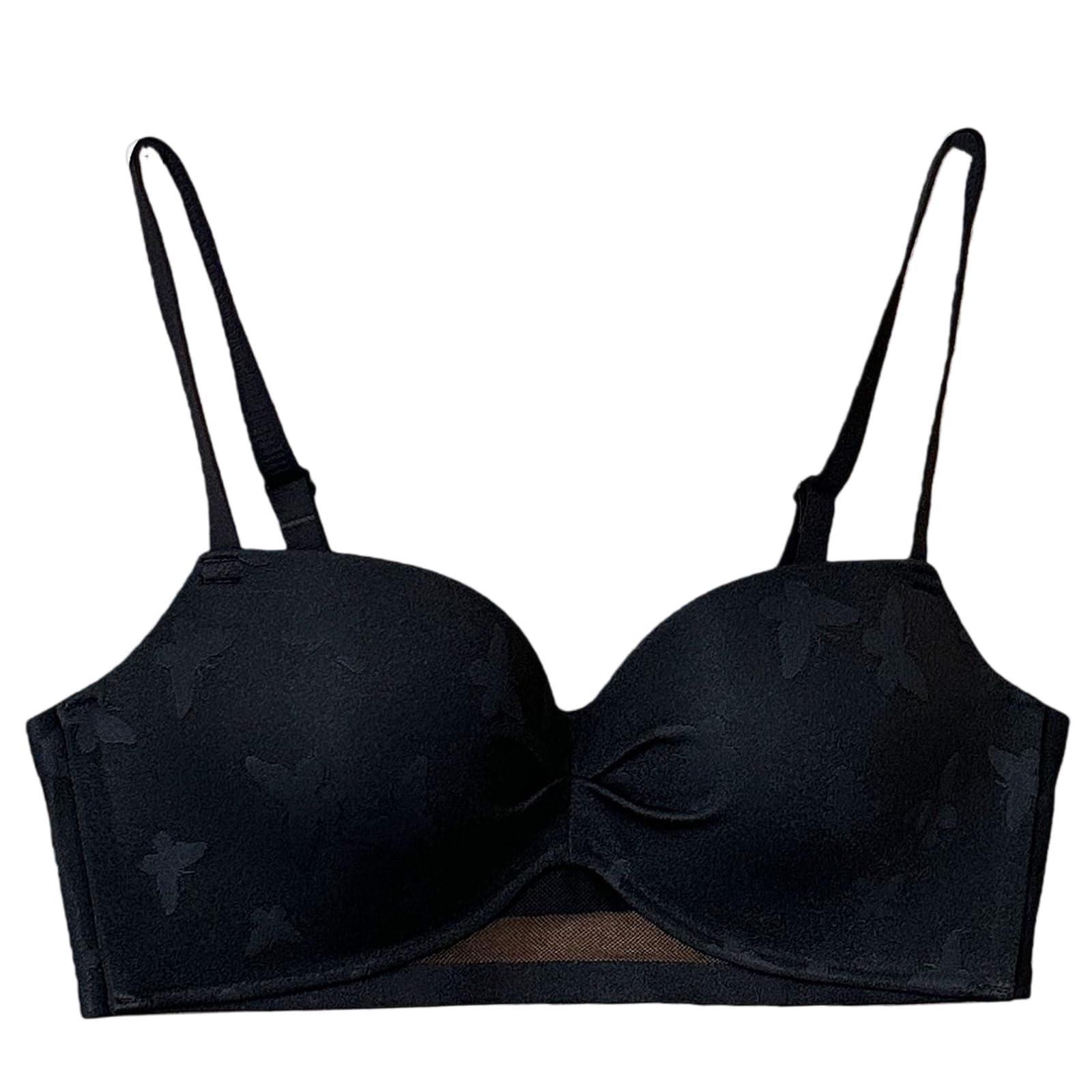 Reggiseno Senza Ferretto Donna Set 2 Pezzi Intimo Invisibile Senza Cuciture Bralette Comoda Push Up Imbottito Nude Nero