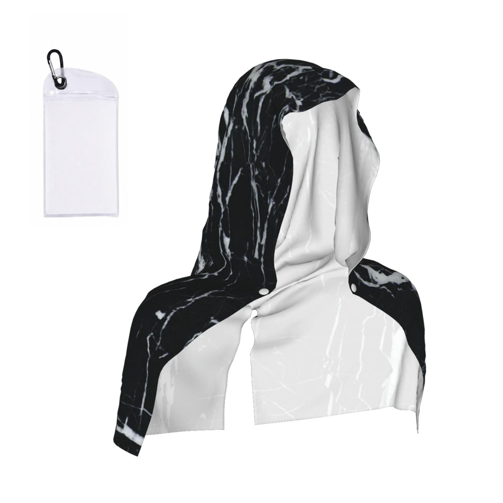 EZDLOWVBA Black And White Marble Print 2 Pack Cooling Hoodie Towels,Sports Headscarf, Neck Wrap Scarf,Breathable Cooling Towel For Neck And Face, Travel, Swimming, Training