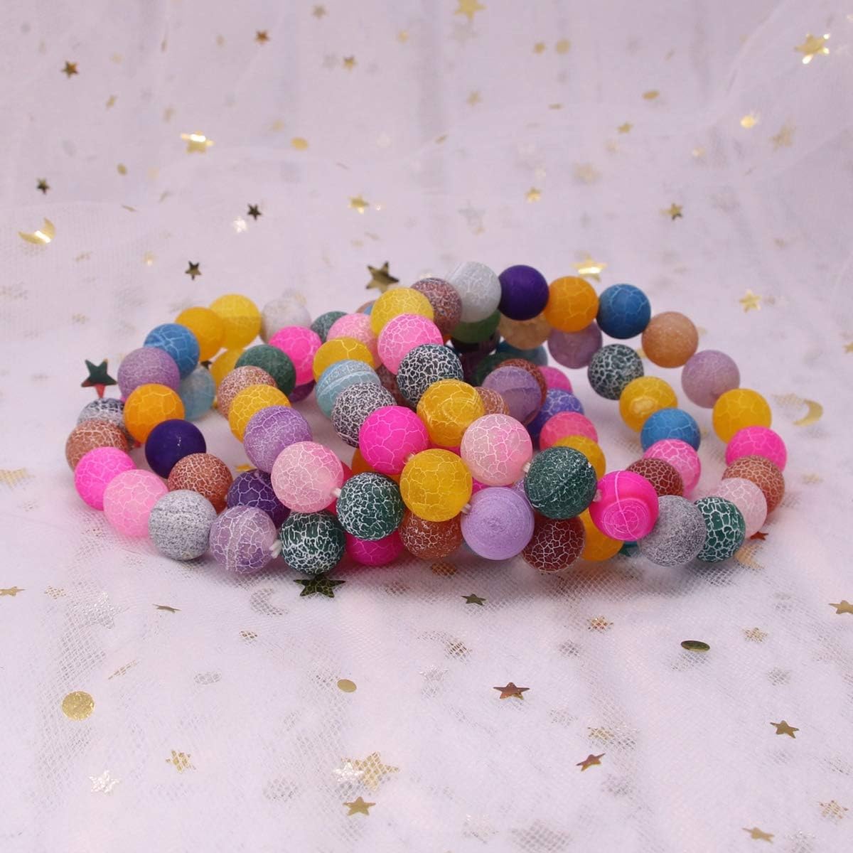 CHENYUE Natural Multicolor Weathered Agate Gemstone 10mm Round Beads Stretch Bracelet 7" Unisex, 7 inches - Image 4