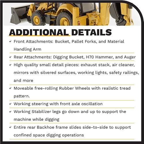 Miniatura 5 de DM DIECAST MASTERS Caterpillar 432F2 - Vehículo de línea alta con retroexcavadora