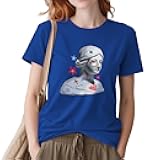 Blouses for Women Solid 100% Cotton Graphic Short Sleeve Crewneck Loose Fit Boho Stylish Casual Tees