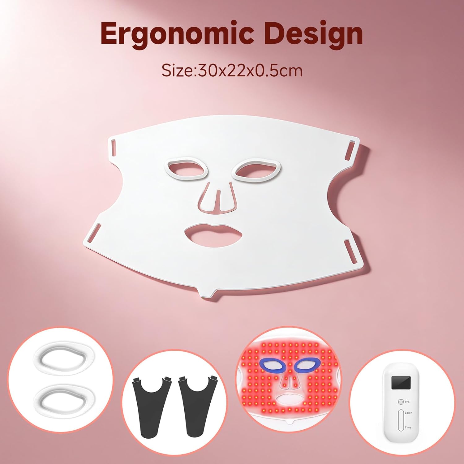 Red Light Therapy for Face 3 Modes Portable Led Face Mask 850nm Red Light Face mask With Red, Blue and Mixed Light Rechargeable Remote Light Therapy Mask for Home Yoga Travel Gym