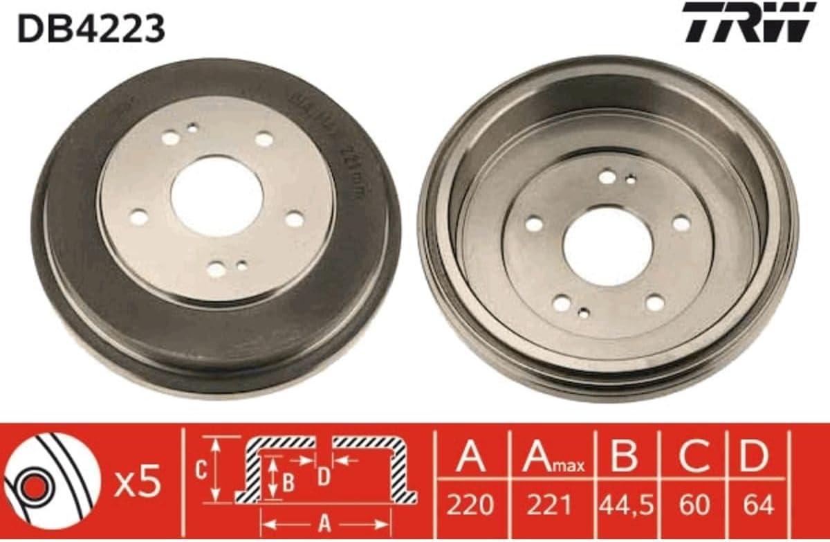 TRW Replacement Brake Drum DB4223