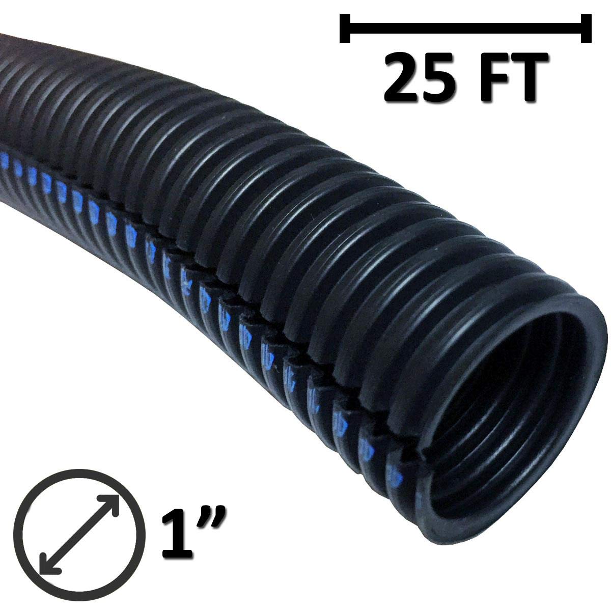 Electriduct 3/4" UV Rated Flame Retardant Split Wire Loom - 10 Ft, Black Nylon, Cable Protection Hose