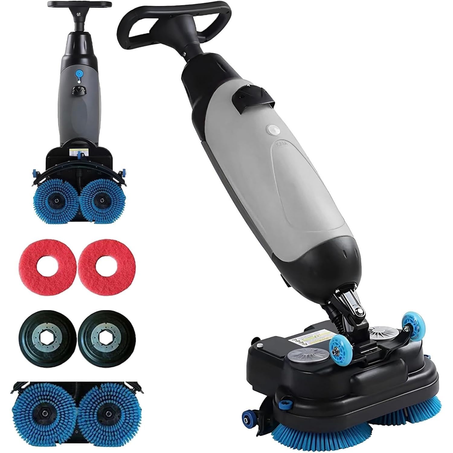 Máquina de limpieza de suelos comercial, limpiador eléctrico ligero de suelos con ancho de limpieza de 17 pulgadas, cepillos giratorios de 360°, capacidad de 13000 pies cuadrados/h para el hogar y