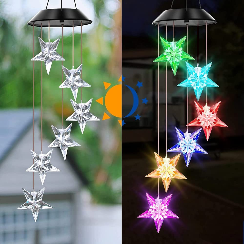 GRACIOUS MART Solar Wind Chimes Colors Changing Lights, Best Gifts for Mom Grandma Women Mothers, Decorations Windchimes Outdoor Garden Yard Decor (Star Light) (B0C5MQ56PK) Amazon Price History, Amazon Price Tracker