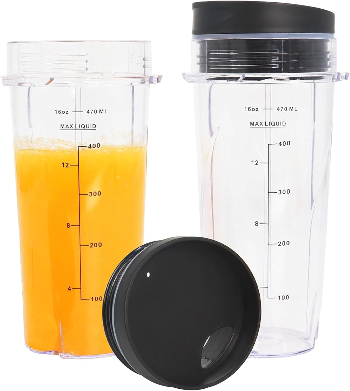 Upgrade 2 Pack 16oz QB3001SS Replacement Cups Compatible with Ninja Fit Compact Personal Blender, Replacement for Ninja Blender Cups with Scale and Sealing Cap… 16 oz blender cups with scale