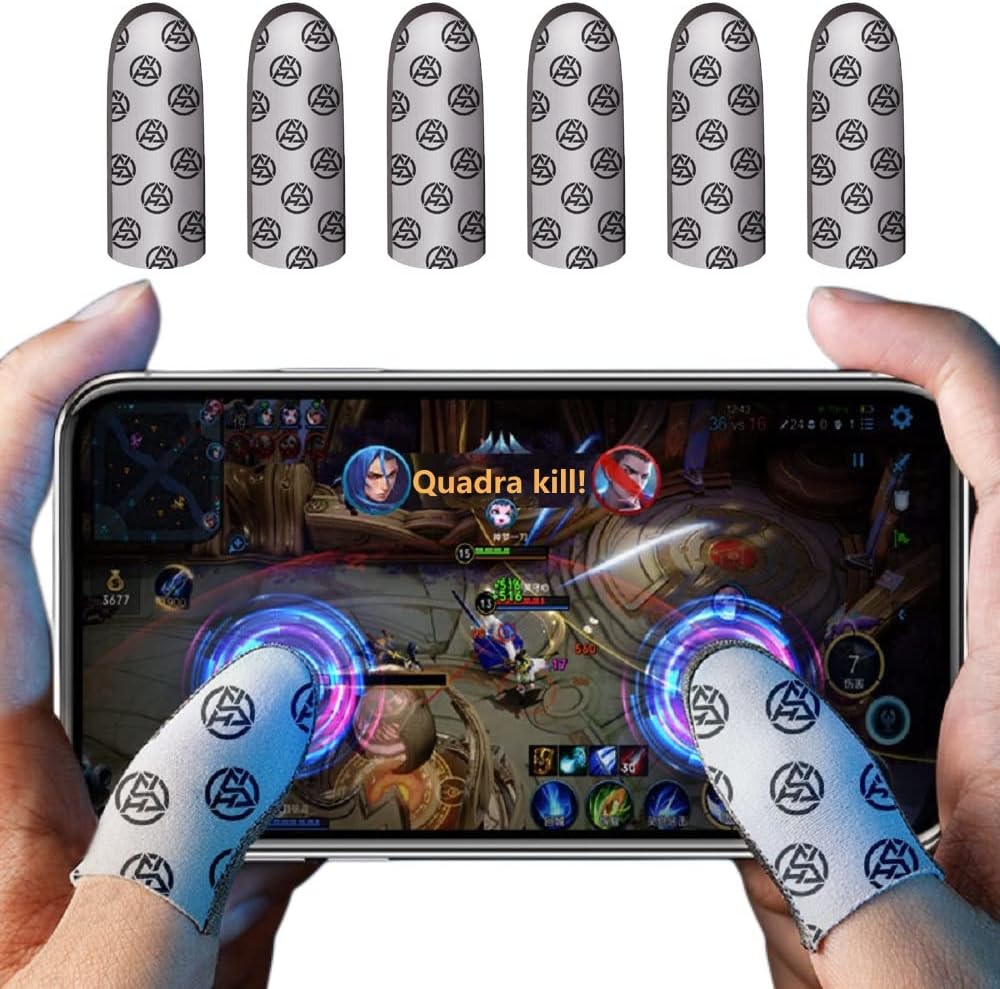 Rakizbe Gaming Finger Sleeves for Sweaty Hands, Ultra-Thin Breathable Touchscreen Thumb Gloves, PUBG Gamer Finger Covers for Tablet iPad/Mobile Phone