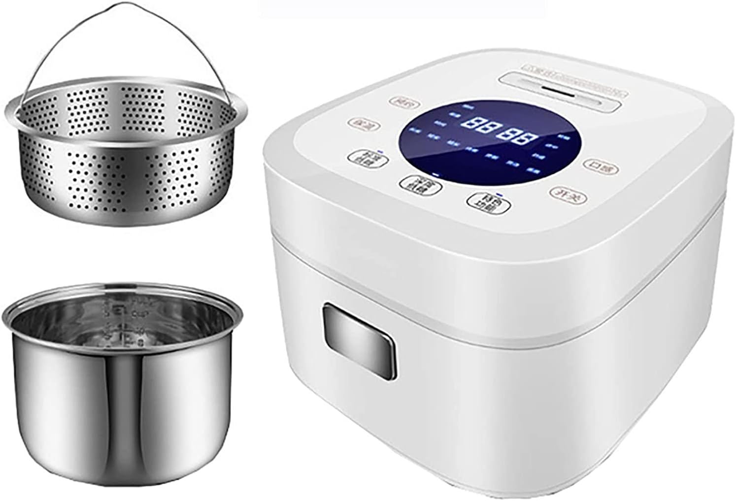Low-Sugar Rice Cooker Household Multi-Function Rice Cooker, 304 Stainless Steel Liner, Rice Soup Separated, for 1-7 People)) (3L) ()