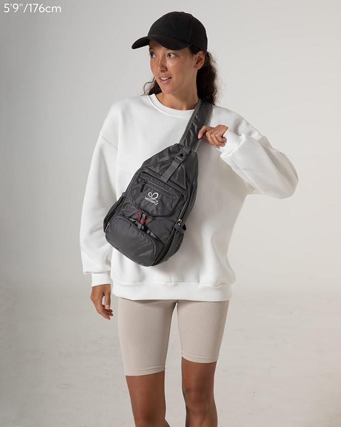 Mochila Sling Pequeña WATERFLY Plegable para Viajes Gris miniatura 2