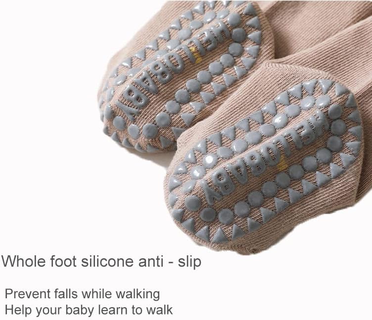 Miniatura 3 de Calcetines altos hasta la rodilla para niños pequeños, para niña y niño, antideslizantes con agarres, calcetines antideslizantes, calcetines para