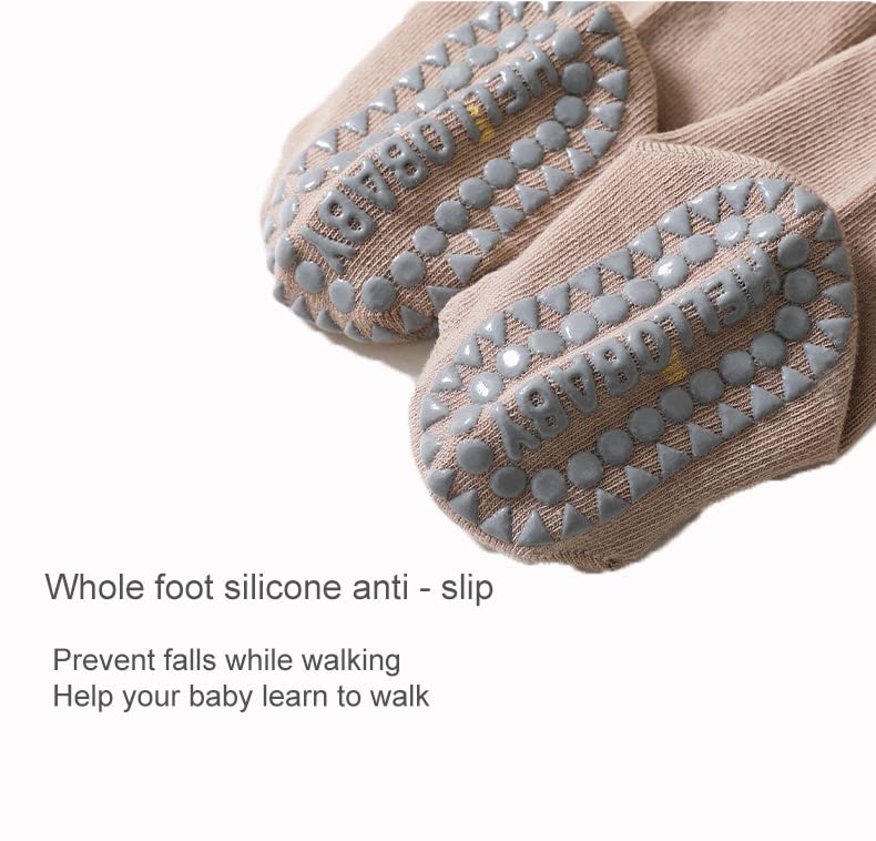 Toddlers Knee High Socks Girl Boy Non Slip with Grips Anti Skid Socks Newborn Infant Indoor Floor Crawling Tube Stockings3