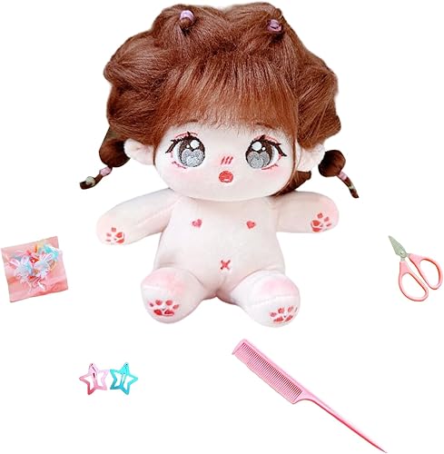 CALEMBOU Muñeca de felpa de 7.9 in, bonita muñeca de algodón con esqueleto articulado, muñeca de peluche suave de anime, regalo coleccionable