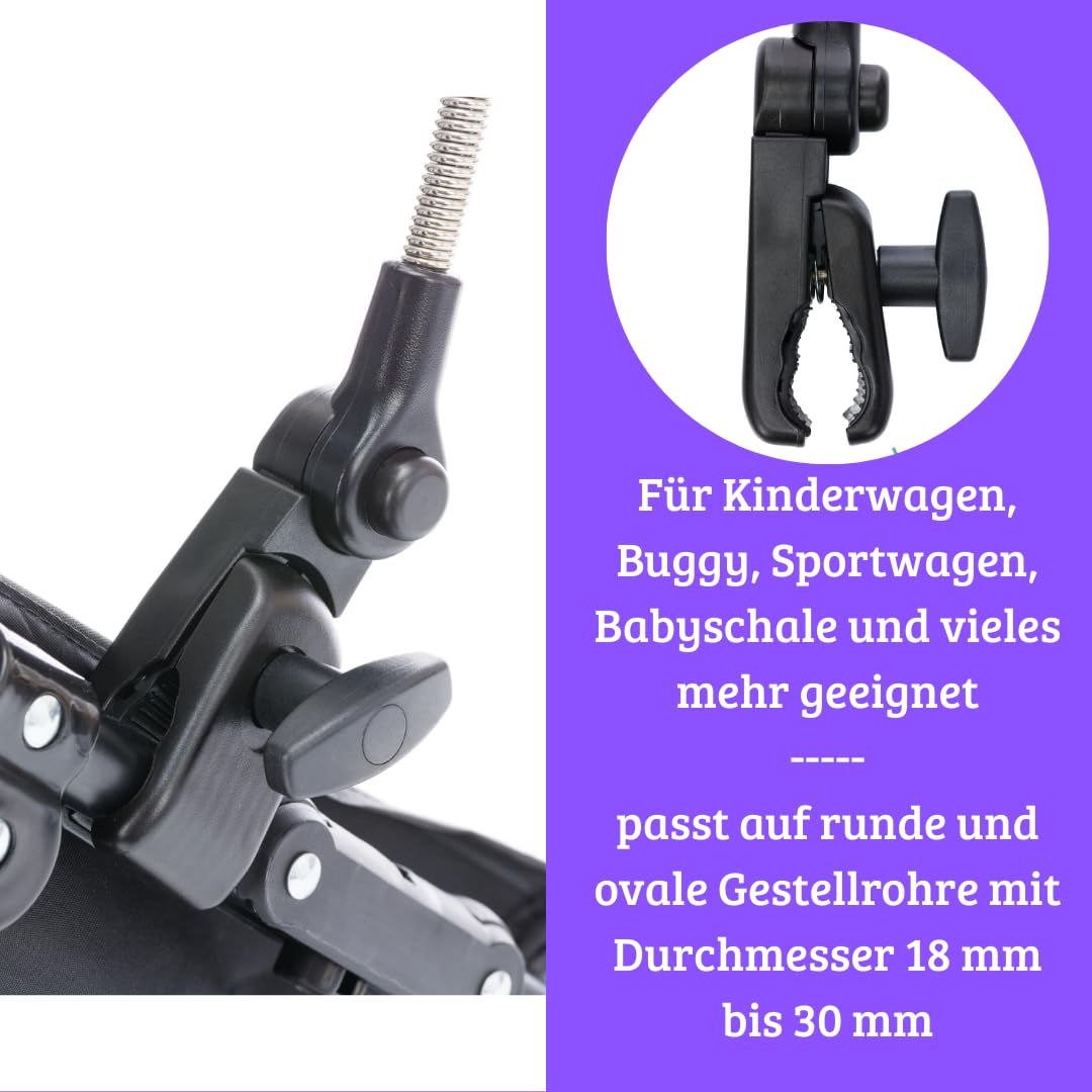 Fillikid Sonnenschirm Kinderwagen Exclusiv | UV Schutz 50+ | Mit Abnehmbarer Universalhalterung | Sonnenschutz für Runde & Ovale Gestelle | Leicht zu Reinigen