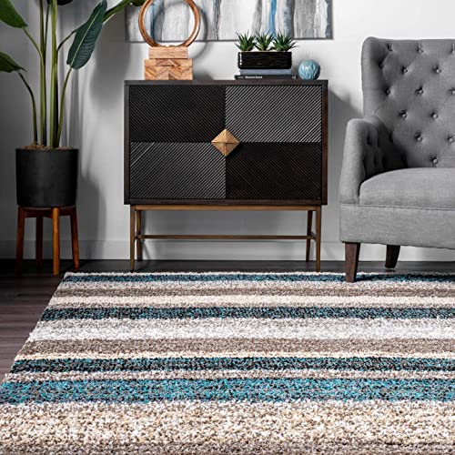 Image of Shaggy Rugs 12 x 16 Feet Soft and Cozy Carpet for Living Room & Hall, Bedroom, and Kids Room Non-Slip, High Pile, Machine Washable, Perfect for Any Room (Blue Multi-A)