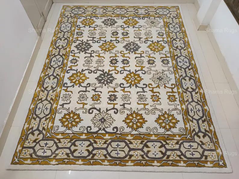Image of zia carpets Hand Tufted Woollen Modern Collection Bedroom & Living Room Carpet Size 6 X 6 Feet