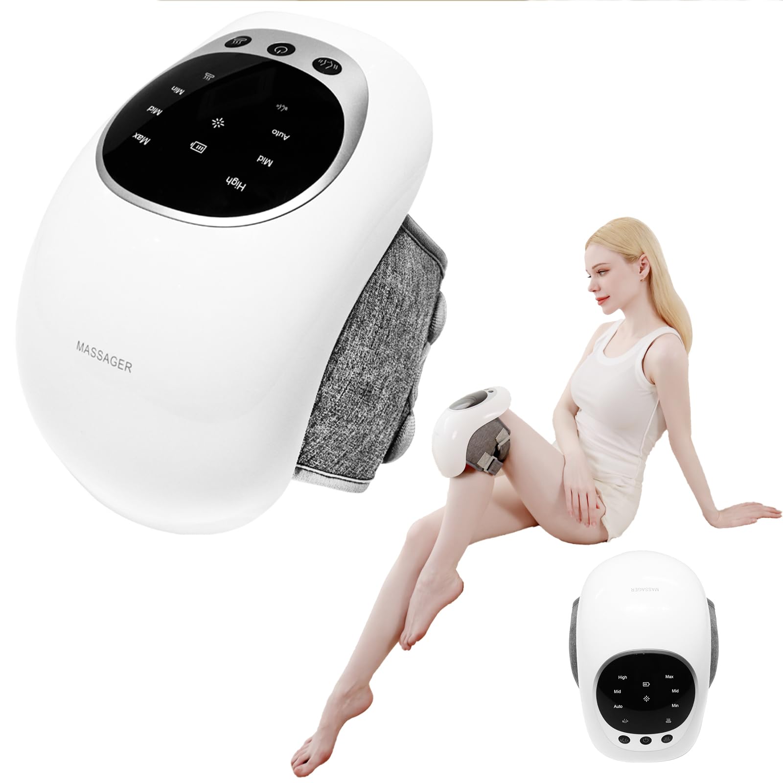 BeSokar Massaggiatore per ginocchio 3 livelli di temperatura, terapia a luce rossa, display LCD, terapia termica e vibrazione, 7000 giri/min, 120 minuti, colore: nero